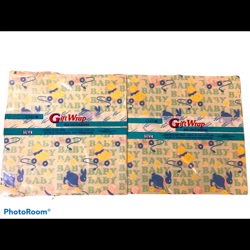 2 New Rare Vintage Cleo Baby Gift Wrap Sealed